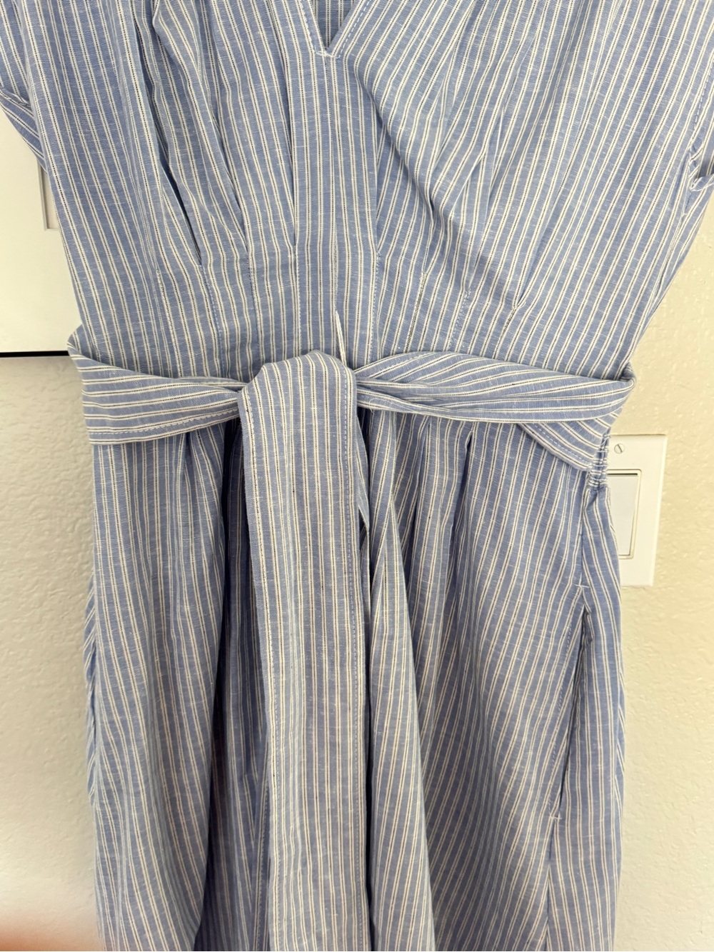 Max Studio Light Blue Stripe Tie-Waist Midi Dress size Small - Picture 10 of 16